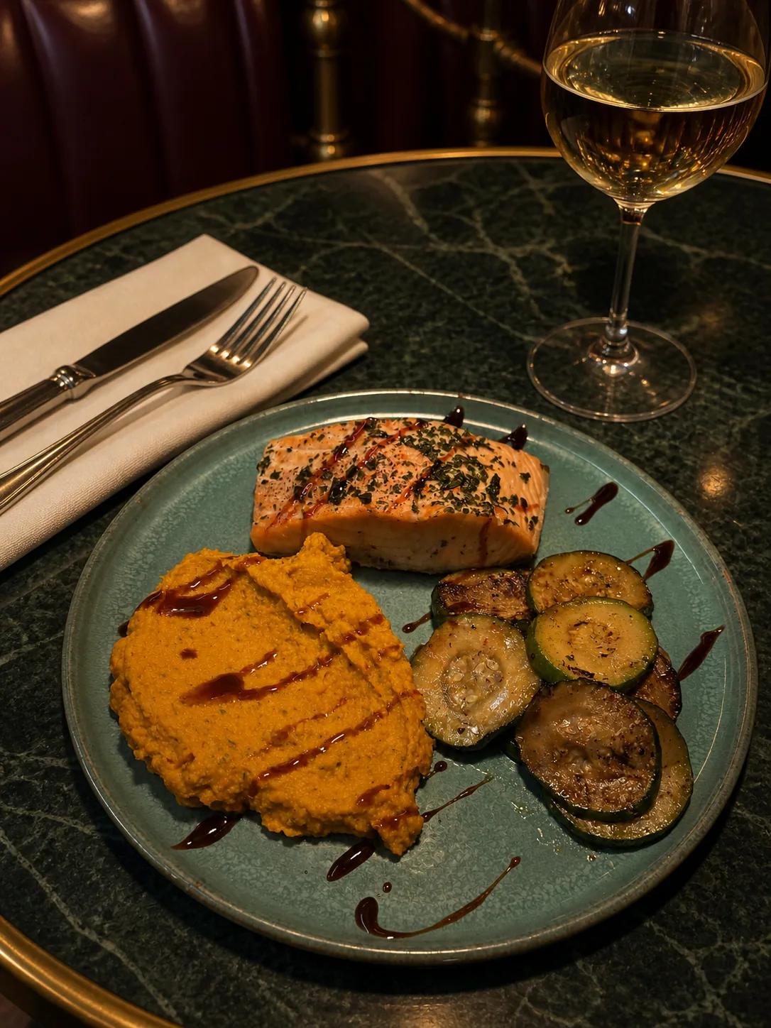 Pavé de saumon servi aux Variétés